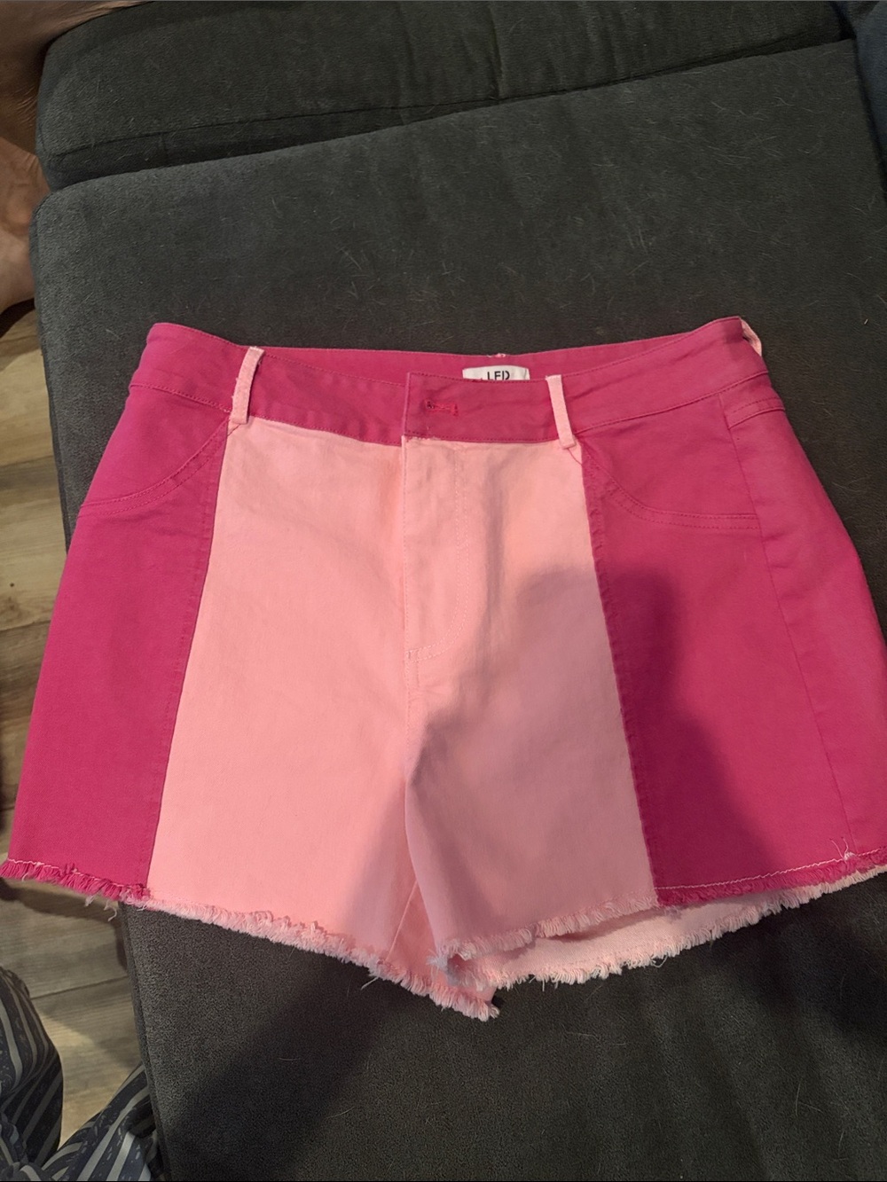 LF Two-Tone Pink Colorblock Denim Shorts